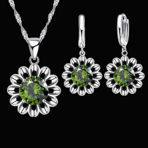 Stirling Silver Flower Necklace & Earrings Set